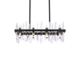 Serena 30 inch crystal rectangle chandelier in black