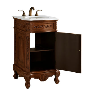 21 inch Single Bathroom vanity in Teak Color with ivory white engineered marble