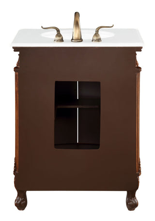 27 inch Single Bathroom vanity in Brown with ivory white engineered marble