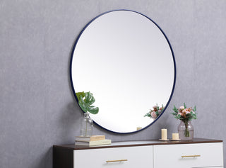 Metal frame round mirror 45 inch in Blue