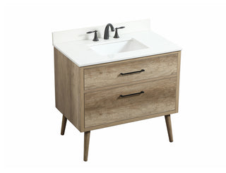 36 inch Single bathroom vanity in natural oak with backsplash