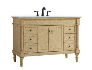 48 inch Single Bathroom vanity in Antique Beige with ivory white engineered marble