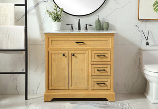 36 inch Single bathroom vanity in natural wood