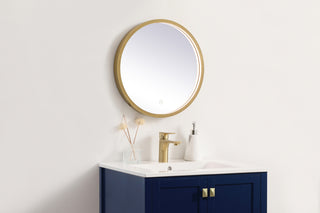 Pier 18 inch LED mirror with adjustable color temperature 3000K/4200K/6400K in brass