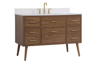 48 inch bathroom Vanity in Walnut Brown with Backsplash