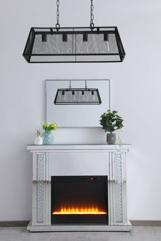 47.5 in. Crystal mirrored mantle with crystal insert fireplace