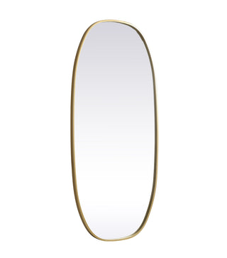 Metal Frame Oval Mirror 24x48 Inch in Brass