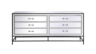 James 72 in. mirrored six drawer chest in black