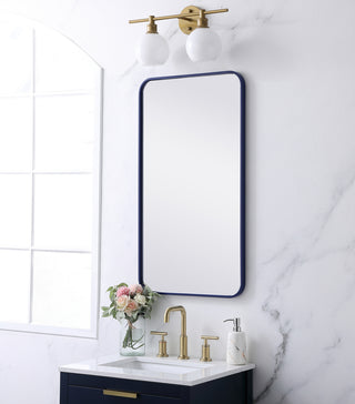 Soft corner metal rectangular mirror 20x36 inch in Blue