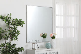 Metal frame rectangle mirror 36 inch in silver