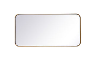 Soft corner metal rectangular mirror 18x36 inch in Brass