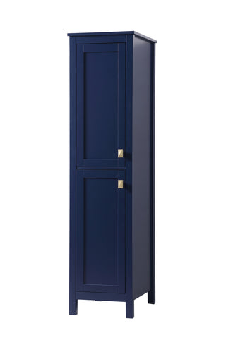 16 Inch Wide Bathroom Linen Storage Freestanding Cabinet In Blue