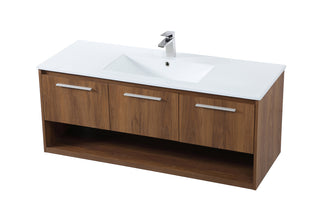 48 inch  Single Bathroom Floating Vanity in Walnut Brown