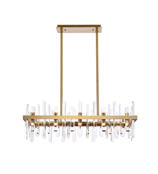 Serena 36 inch crystal rectangle chandelier in satin gold