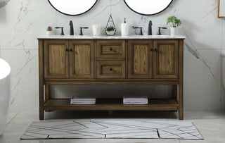 60 inch double bathroom vanity in driftwood