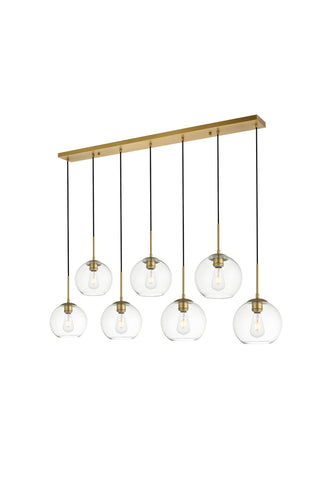 Baxter 7 Lights Brass Pendant With Clear Glass