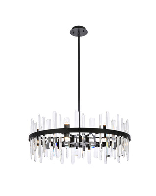 Serena 32 inch crystal round chandelier in black