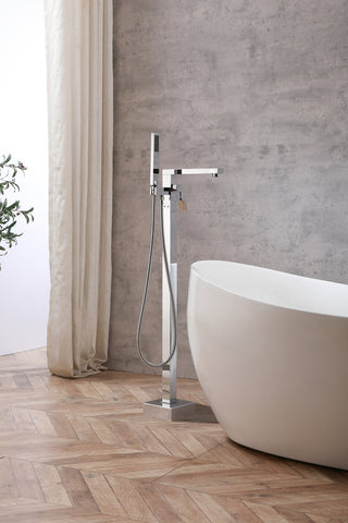 Henry Floor Mounted Roman Tub Faucet with Handshower in Chrome