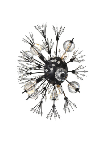 Vera 19 inch crystal starburst wall sconce in black