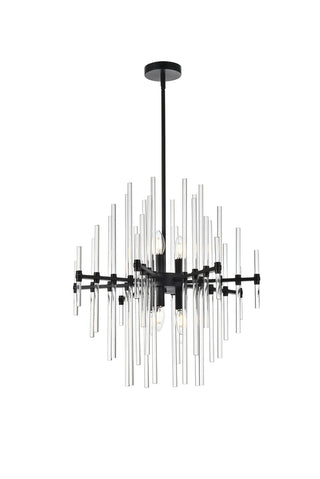 Sienna 23 inch crystal rod pendant in black