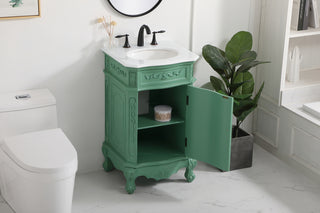 21 inch Single Bathroom vanity in vintage mint with ivory white engineered marble