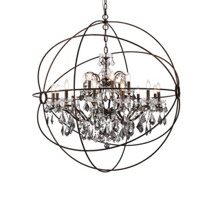 Geneva 18 light Dark Bronze Chandelier Silver Shade (Grey) Royal Cut crystal