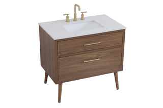 36 inch bathroom vanity in Walnut Brown