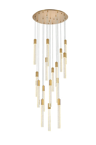 Weston 16 lights pendant in satin gold