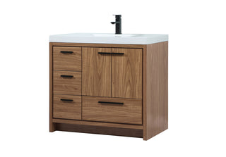 36 inch Single bathroom vanity in walnut brown