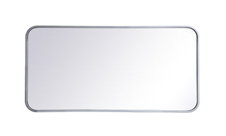 Soft corner metal rectangular mirror 18x36 inch in Silver