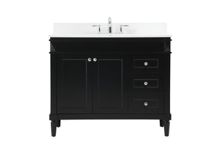 42 inch Single bathroom vanity in black with backsplash