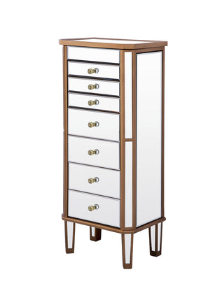 7 Drawer Jewelry Armoire 18 in. x 12 in. x 41 in. in Gold Clear