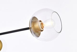 Briggs 32 inch pendant in black and brass with clear shade