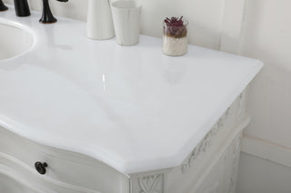 60 inch Single Bathroom vanity in antique white with ivory white engineered marble