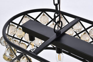 Madison 6 light Matte Black Chandelier Golden Teak (Smoky) Royal Cut Crystal