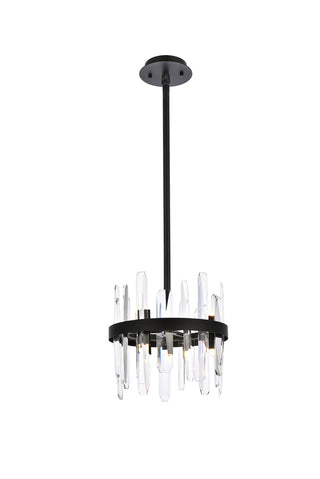 Serena 12 inch crystal round pendant in black