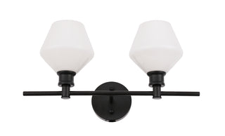 Gene 2 light Black and Frosted white glass Wall sconce