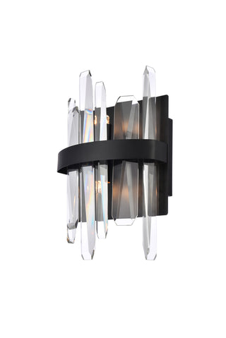 Serena 8 inch crystal bath sconce in black