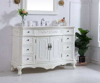 48 inch Single Bathroom vanity in antique white  with ivory white engineered marble