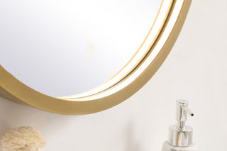 Pier 18 inch LED mirror with adjustable color temperature 3000K/4200K/6400K in brass