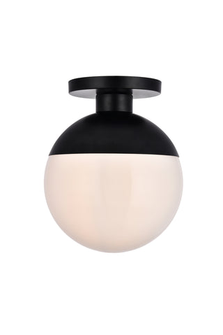 Eclipse 1 Light Black Flush Mount With Frosted White Glass