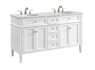 60 In. Double Bathroom Vanity Set In White