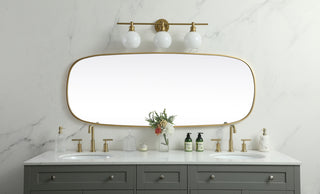 Metal Frame Oval Mirror 24x60 Inch in Brass