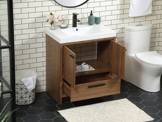 30 inch Single bathroom vanity in walnut brown