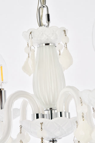Rococo 4 light white Pendant White Royal Cut Crystal