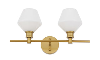 Gene 2 light Brass and Frosted white glass Wall sconce