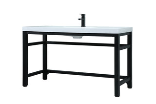 54 Inch ADA Compliant SIngle Bathroom Metal Vanity In Black