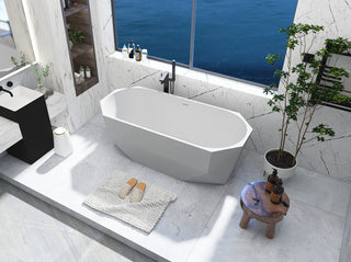 67 inch soaking diamond style bathtub in glossy white