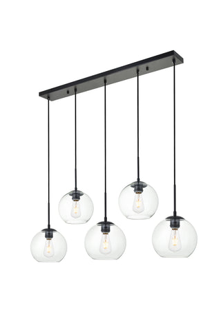 Baxter 5 Lights Black Pendant With Clear Glass