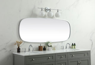 Metal Frame Oval Mirror 24x60 Inch in Silver